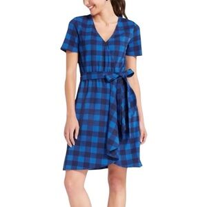 Draper James Blue Buffalo Plaid Wrap Dress Small